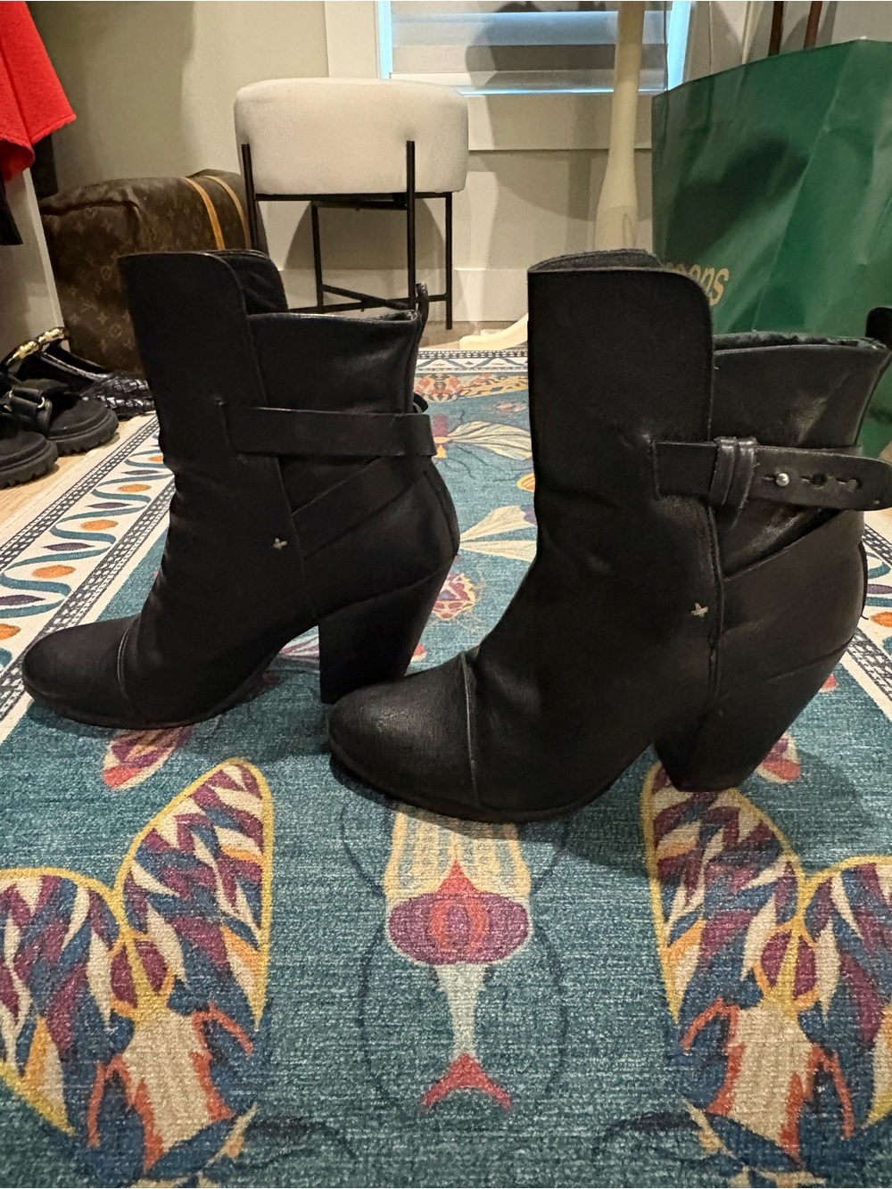 rag & bone Black Leather Heeled Ankle Boots